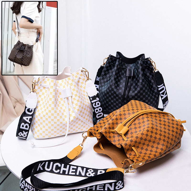 Multi Layer Soft Leather Women's Fashion Simple Shoulder Bucket Bag