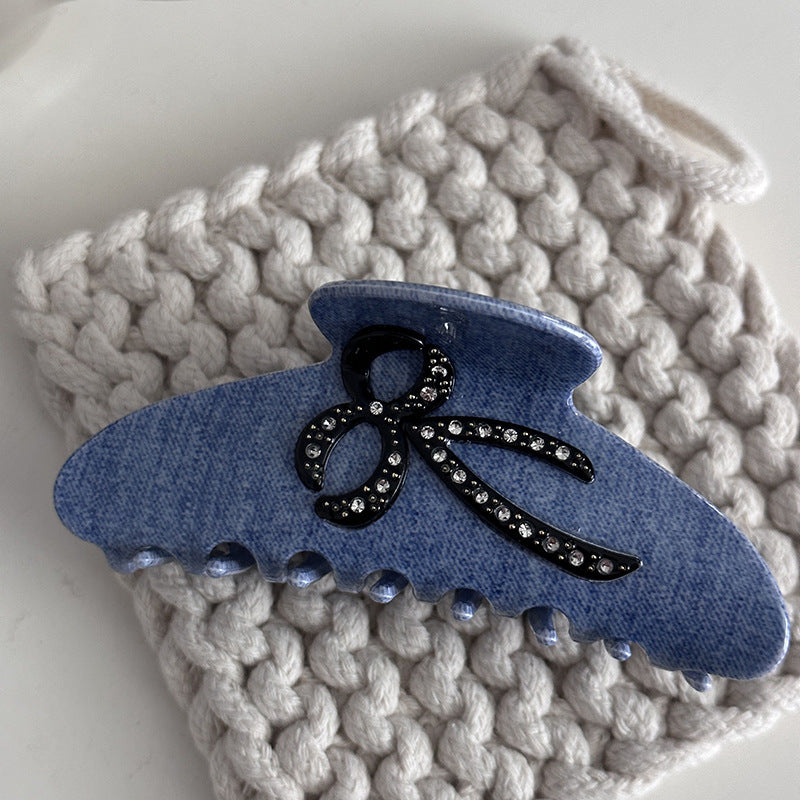 Blue Denim Jeans Style Acetate Hair Simple Shark Claw