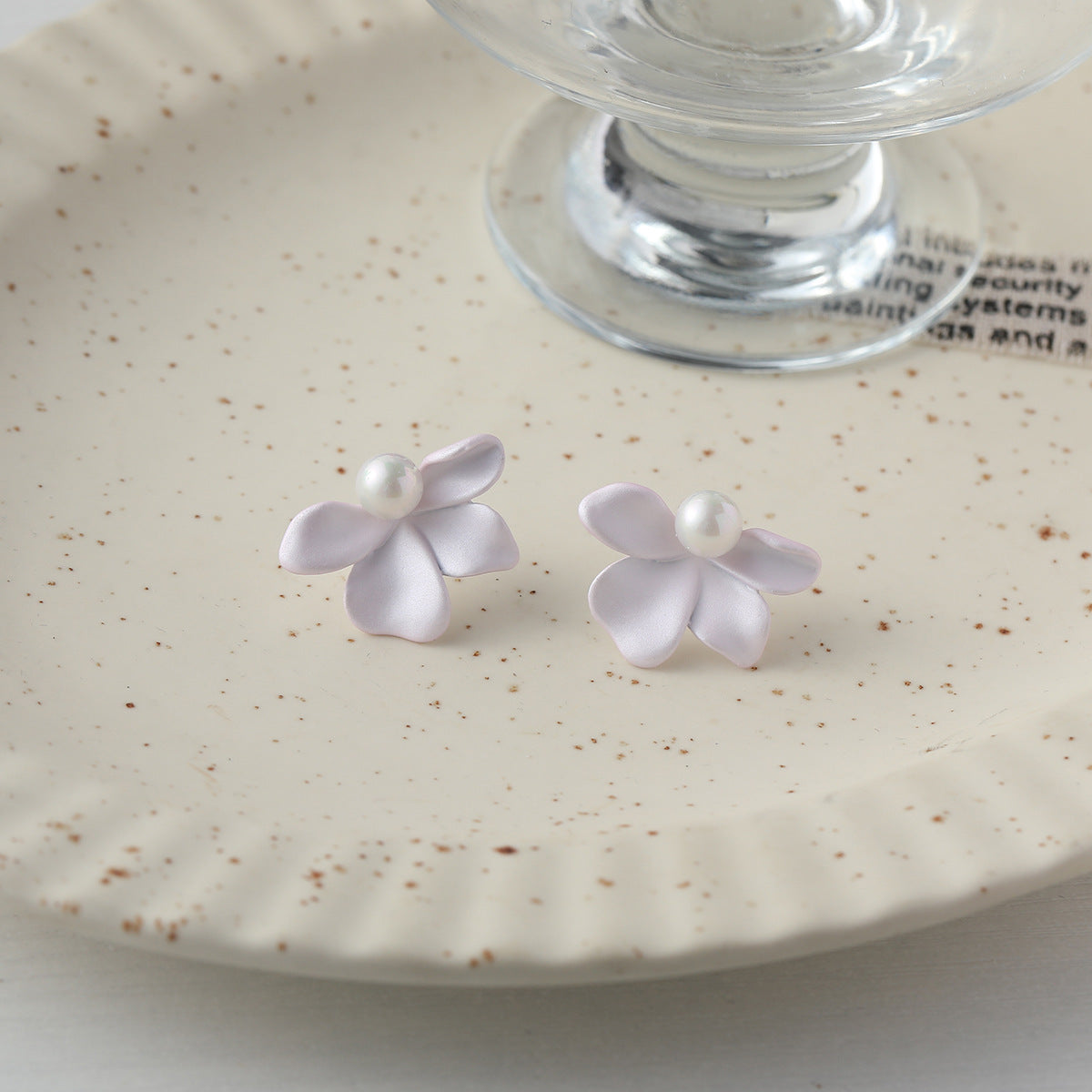 Sterling Silver Needle Mori Style Fresh Flower Stud Earrings New Spring And Summer Pearl