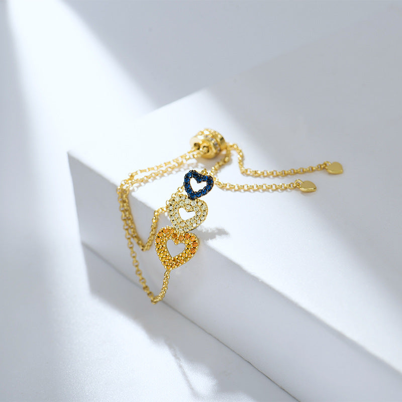Three-color Heart Temperament Forest Love Design Bracelet