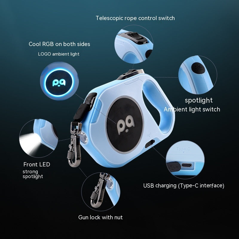 New Automatic Retractable Dog with Leash LED Light