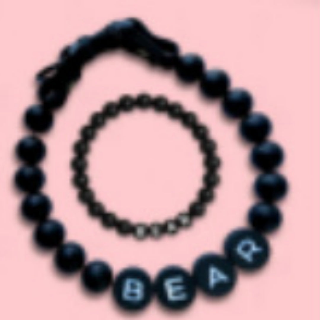 Pet Collar Chain Acrylic English Letter Beaded Elastic Cord