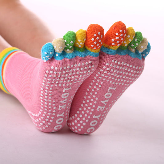 Women's Pure Cotton Dispensing Non-slip Yoga Five Finger Socks