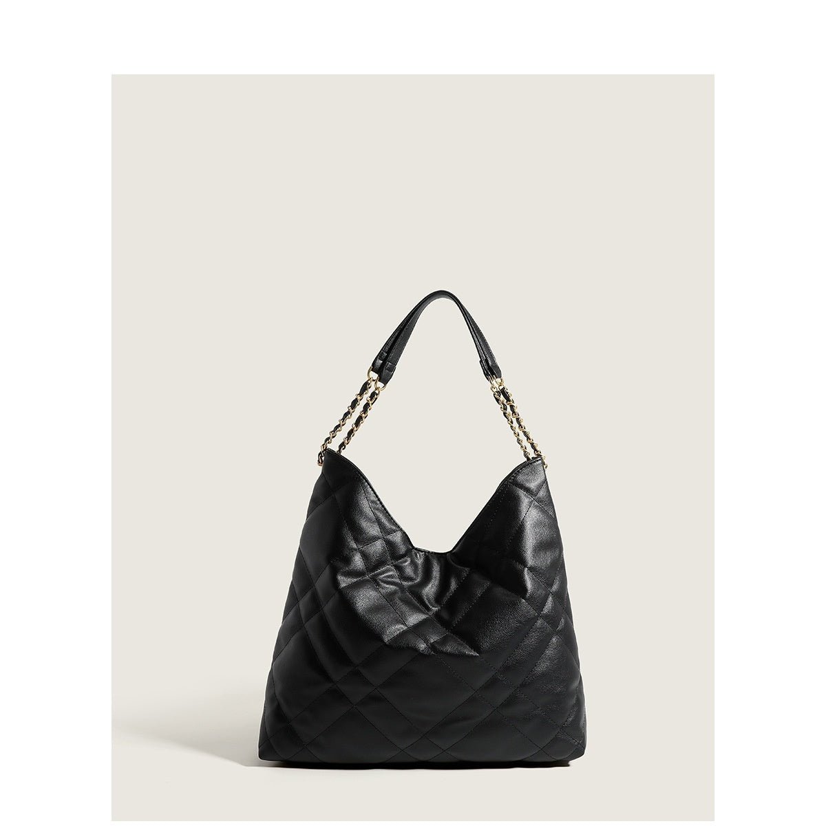 Rhombus Women's Large Capacity Genuine Leather Chain Shoulder Tote Bag