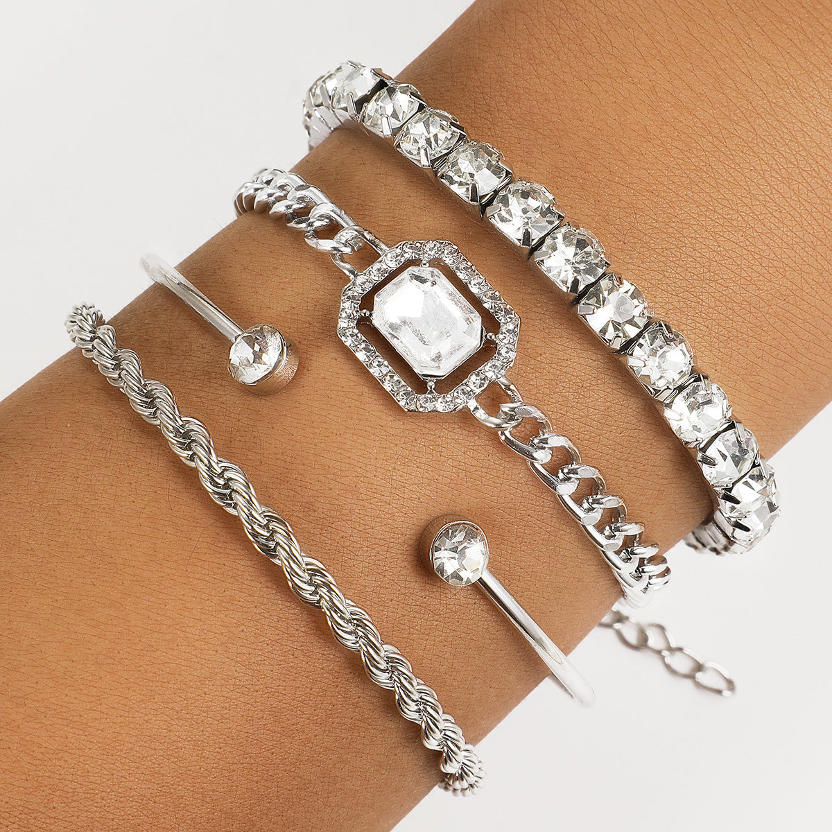 Fashion Jewelry 4 Pcs Crystal Bracelet Set