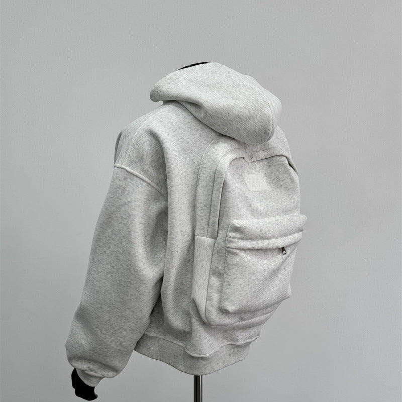 Coat Flower Gray BackPack Hoddie