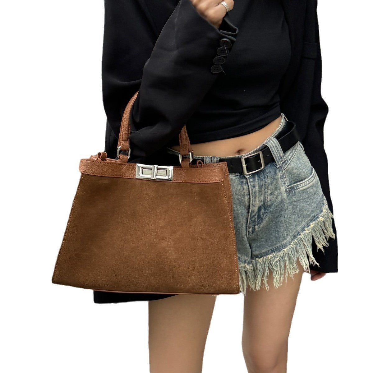 Hamdmade Frosted Cowhide Leather Commuter Shoulder Messenger Bag
