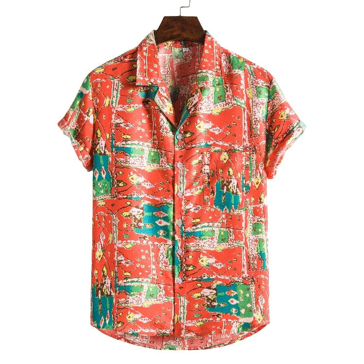 Men Short sleeved beach shirts