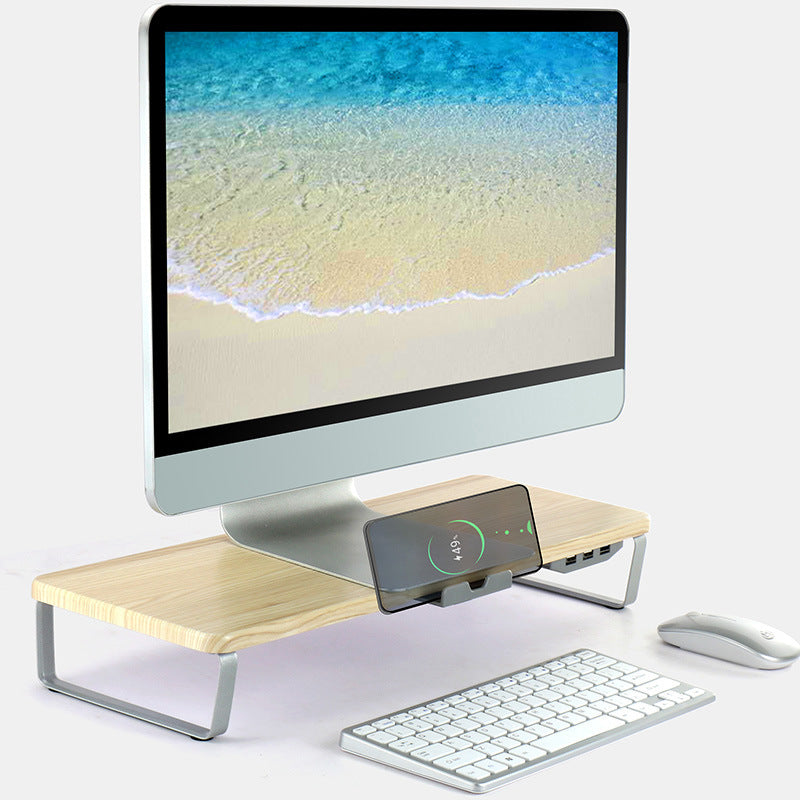 Ergonomischer Monitorhalter-Riser mit 3-teiligem USB-Anschluss, Laptop-Ständer, Bildschirmerhöhung, Desktop-Lapdesk mit Handyhalter
