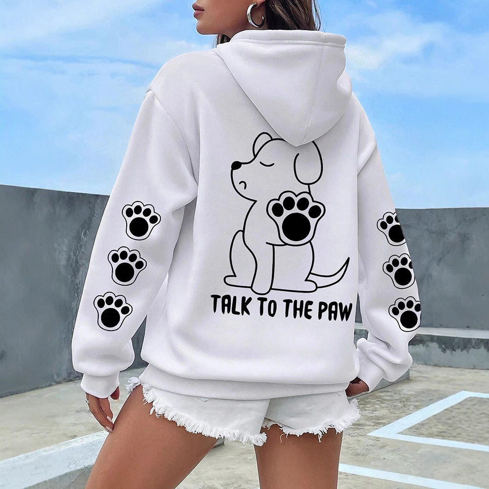 Funny Dog Cartoon Printed Women Hoodie