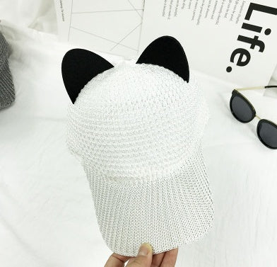 夏に使えるかわいい猫耳通気性ソーラーメッシュ野球帽
