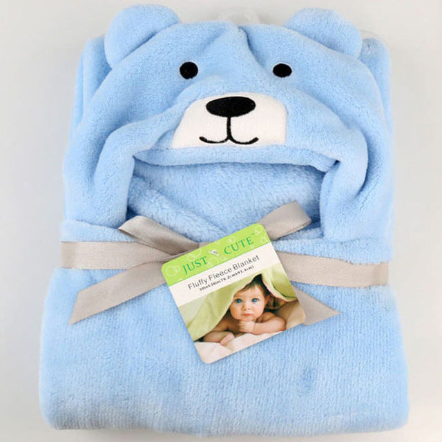Baby fleece Cartoon Style bath hooded towel