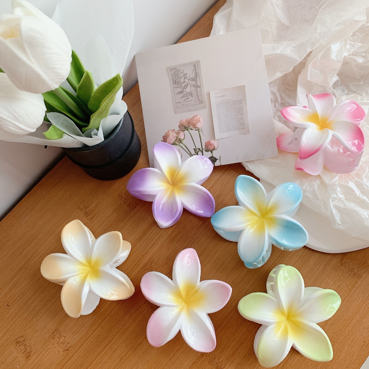 Muweordy Plumeria Flower Hair Clip