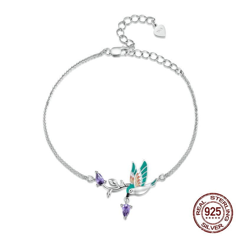 Mori Style Special Interest Light Wind Bird 925 Silver Bracelet