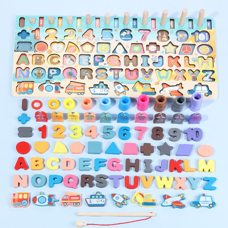 Montessori Educational Wooden Toys for Kids Board Math Fishing