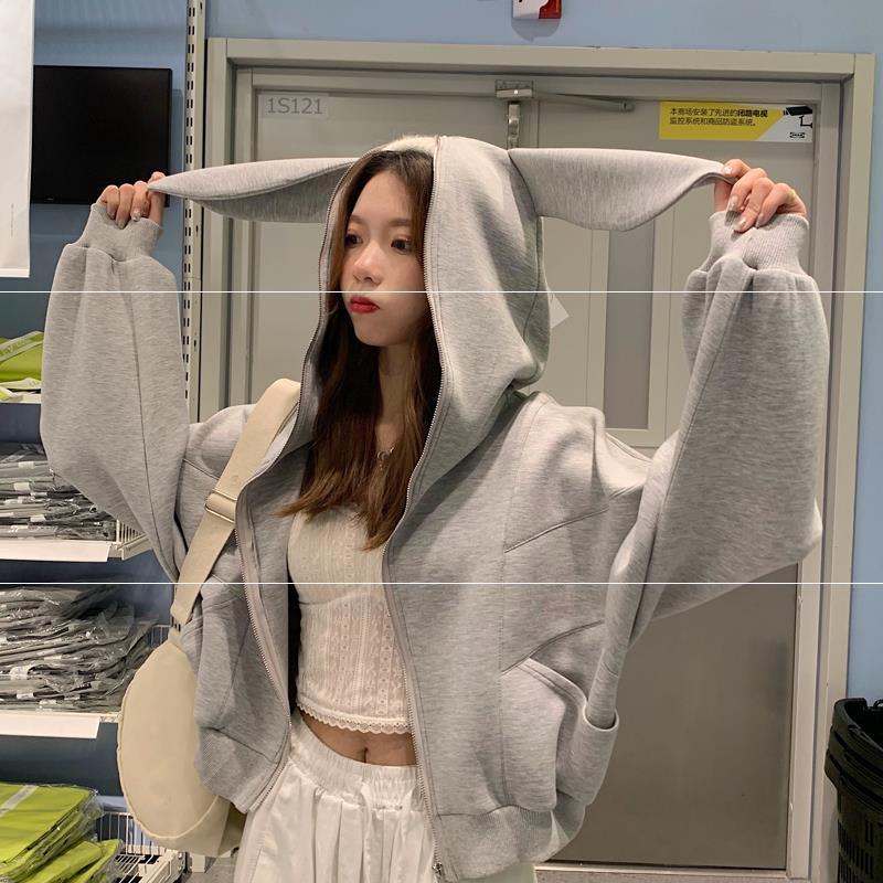 Ohr Kapuzenmäntel Top Frauen süße kurze Hoodie