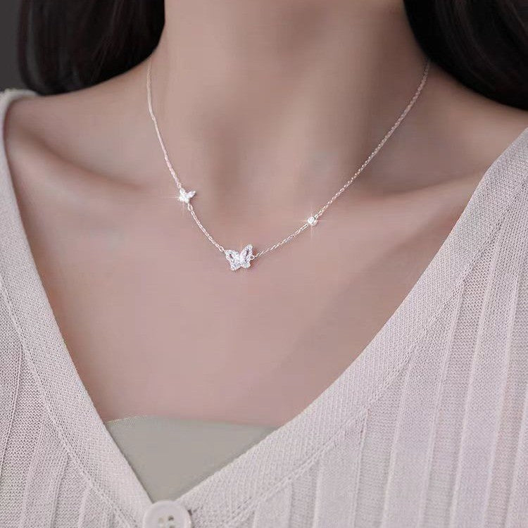 S925スターリングシルバー バタフライネックレス(女性用)