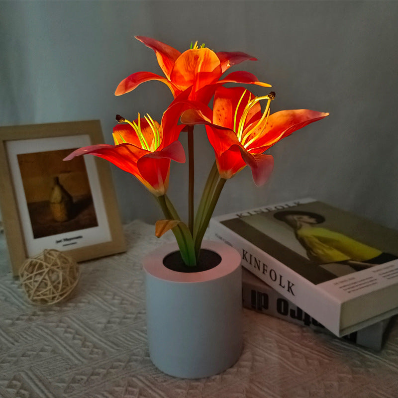 Rechargeable Led Lily Flower Pot Lamp