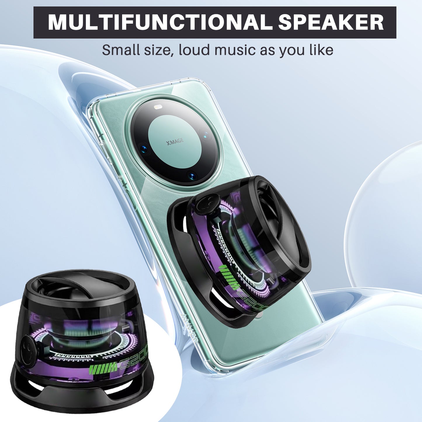 Portable Bluetooth Lighting Speaker (BT5.3) 7 Hours Playback Magnetic Phone Holder