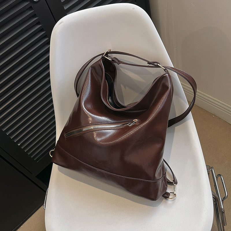 Two Function BackPack & Shoulder Bag Retro Commuter Texture Large Capacity Korean Style