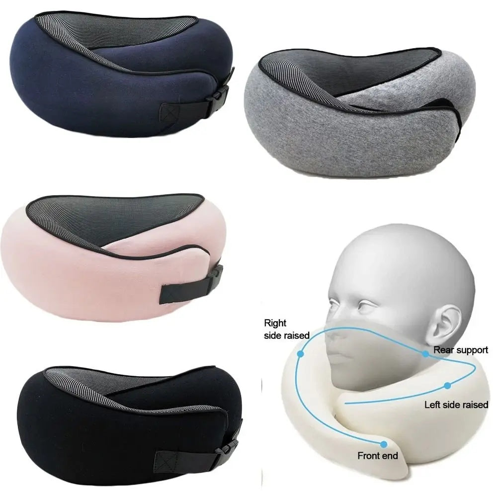 Soft Memory Foam Travel Neck Pillow U Shape Adjustable Support Comfortably Sleeping