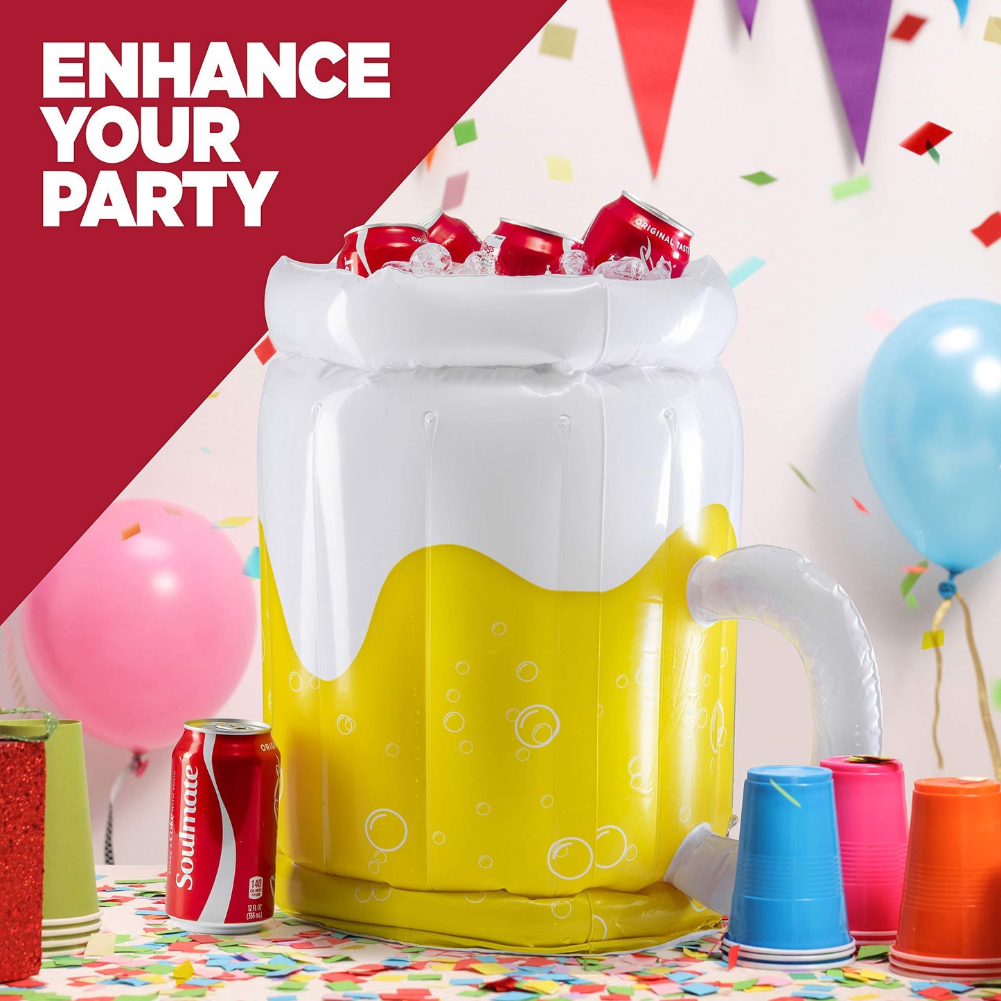 Large Inflatable Beer Mug Cooler Pool Float Drink Cooler