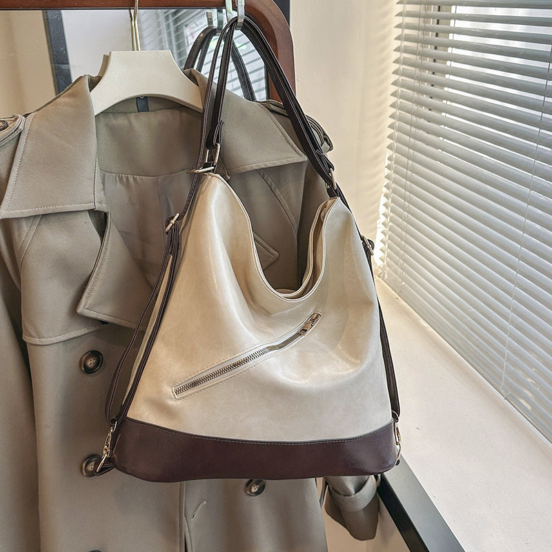 Two Function BackPack & Shoulder Bag Retro Commuter Texture Large Capacity Korean Style
