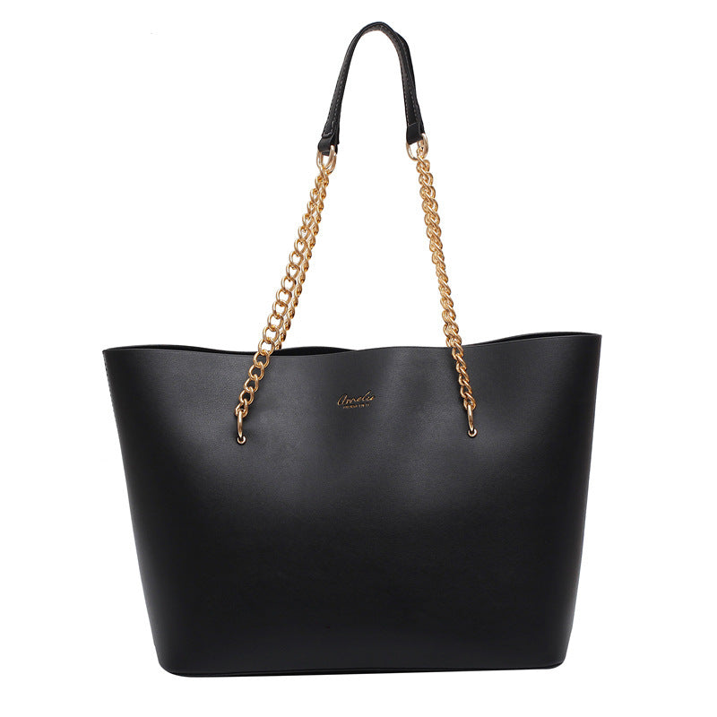 Korean Style Ladies Chain Tote Brown Handbag