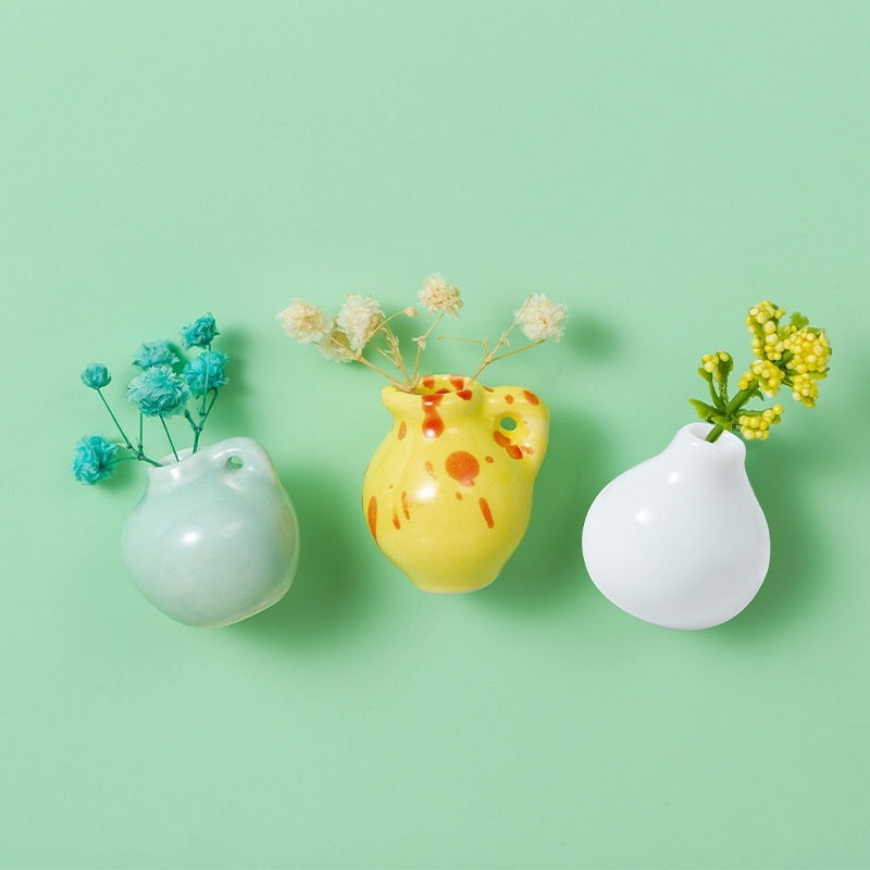 Magnetic Three-dimensional Decoration Refrigerator Sticker And Magnet Ceramic Mini Vases