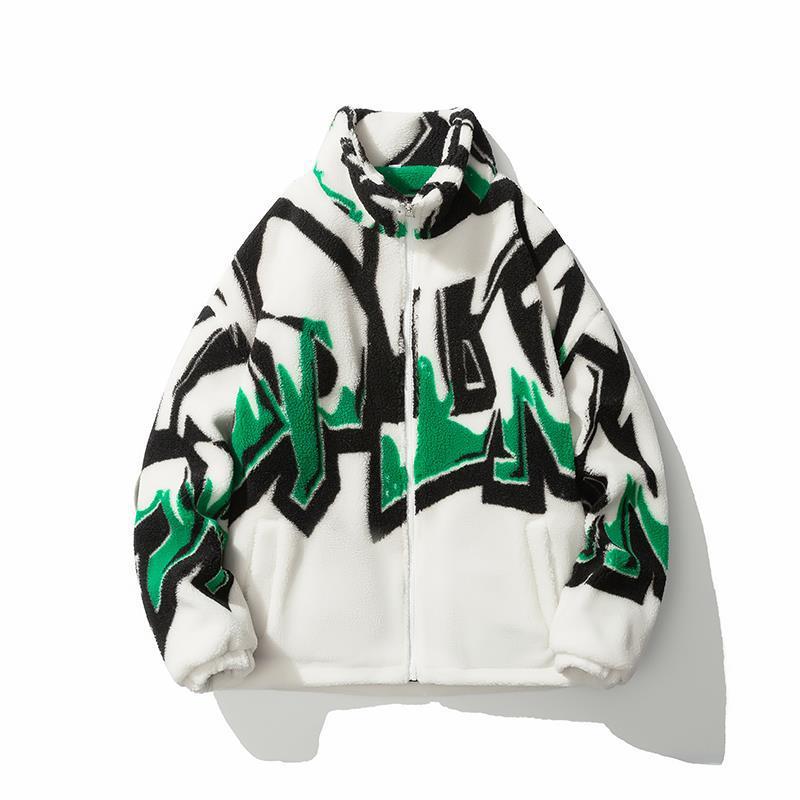 Fashion Printed Loose New Men's Fleece Cotton-padded Coat