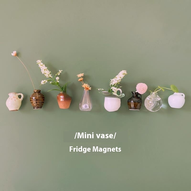 Magnetic Three-dimensional Decoration Refrigerator Sticker And Magnet Ceramic Mini Vases