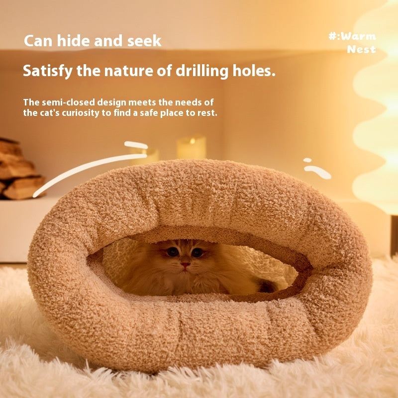 Pet Sleeping Bag Winter Warm Soft Plush Semi Enclosed
