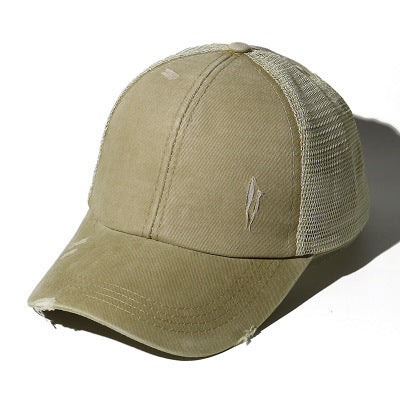 Ponytail Baseball Cap Cross Hole Opening