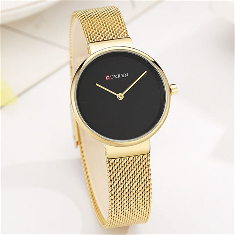 Mode Neue Damen Mesh Gürtel Casual Business Zeiger Uhr