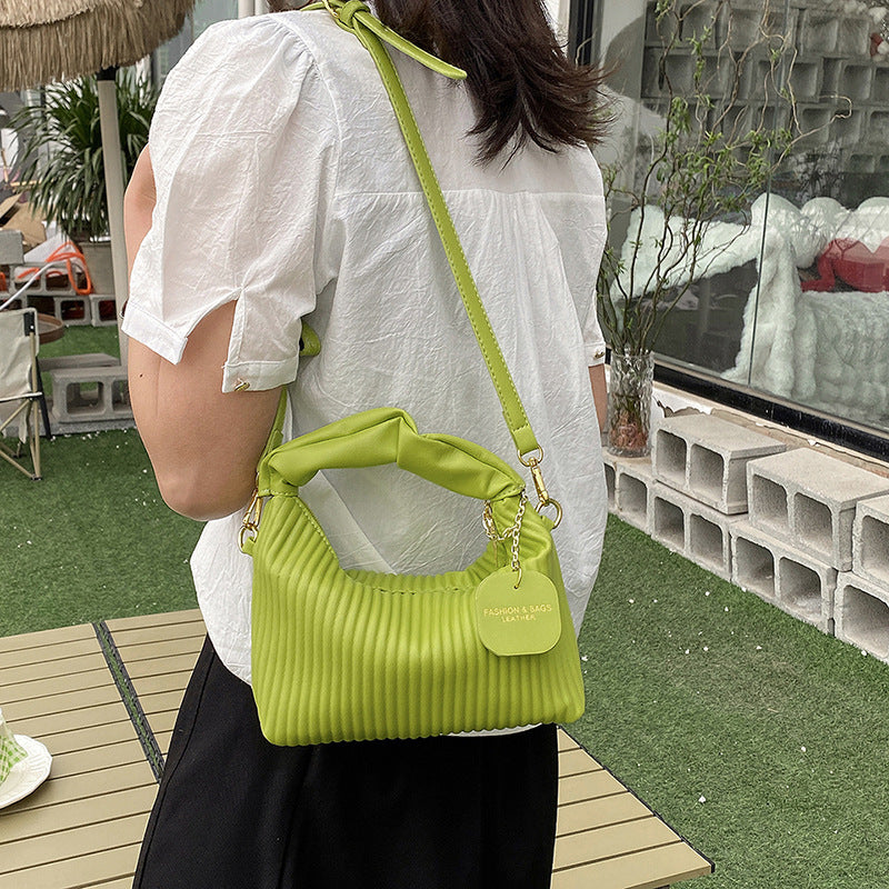 Crossbody PU Leather Pleated Cloud Small Tote Bag