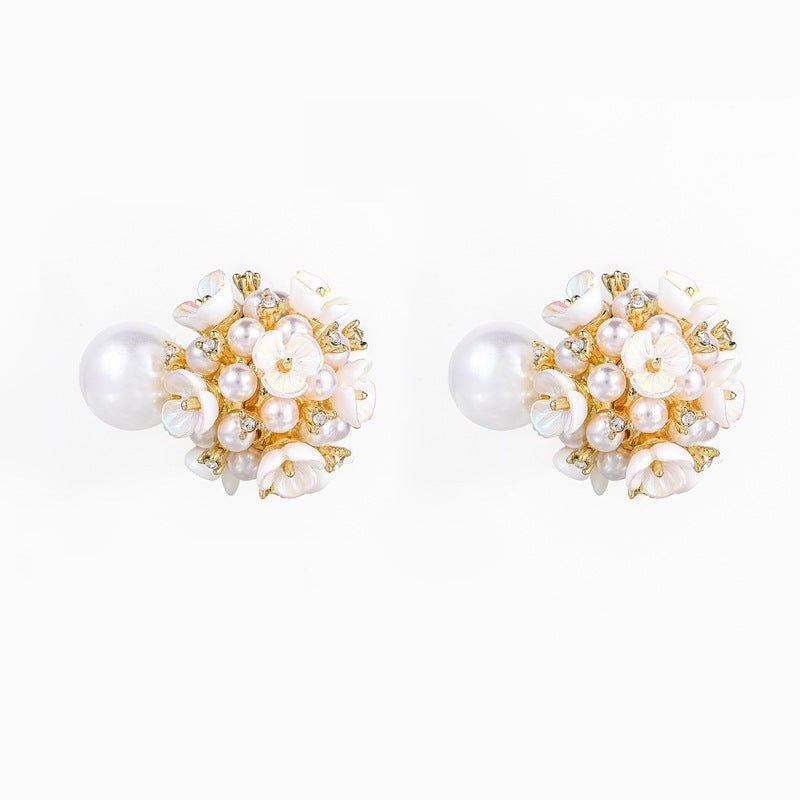 Pearl Flower Earrings Niche Design
