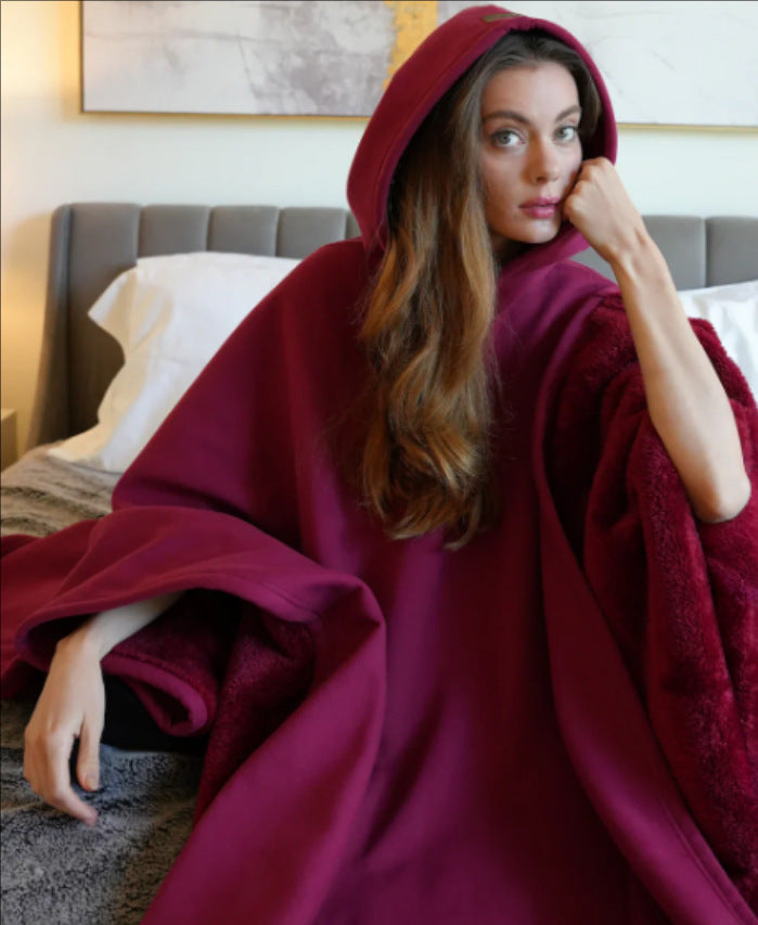 Woolen Loose Cape Batman Hoodie Blanket For Men And Women