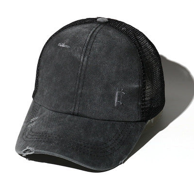 Ponytail Baseball Cap Cross Hole Opening