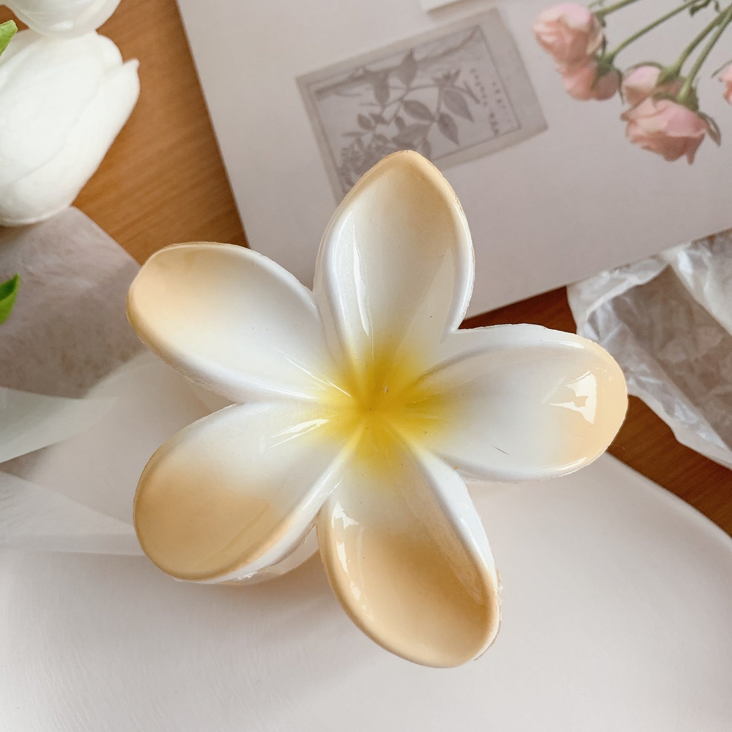 Muweordy Plumeria Flower Hair Clip
