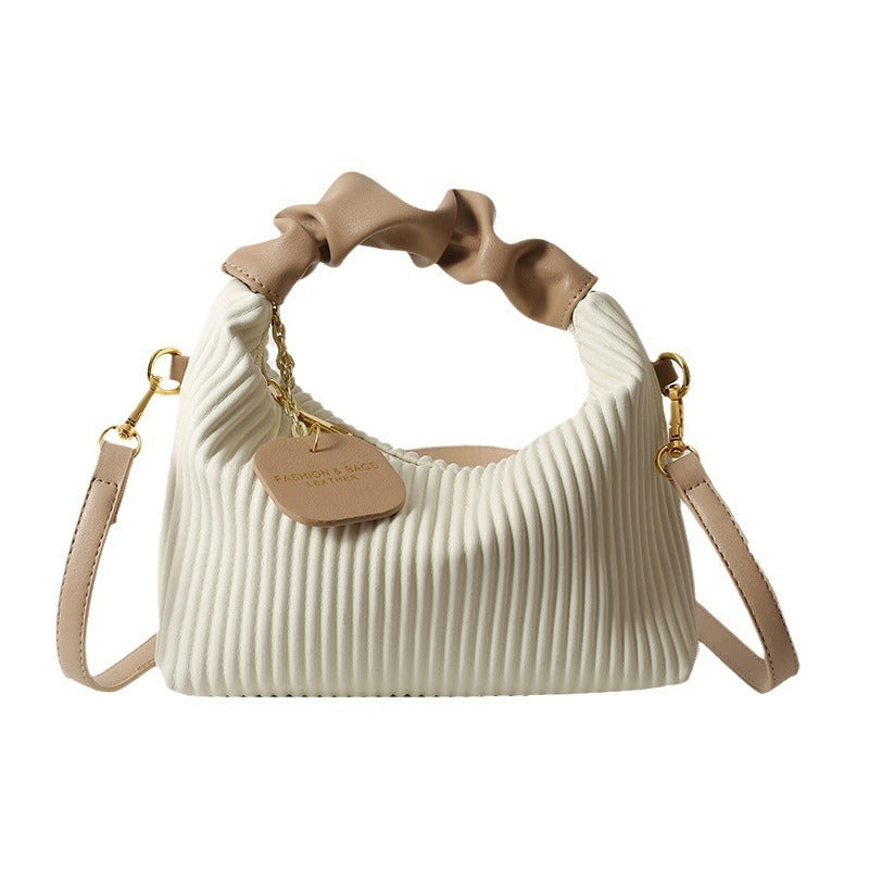 Crossbody PU Leather Pleated Cloud Small Tote Bag