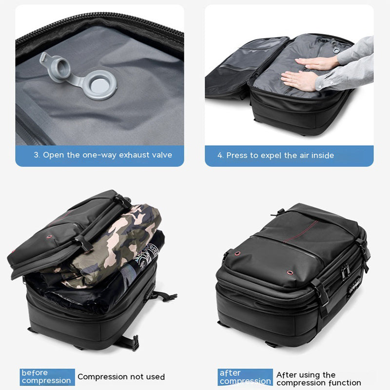 Travel Multifunction Backpack with Vacuum Compression Option & Vaccum Pump