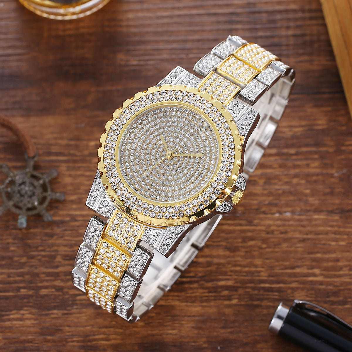 Mode Diamant Band Quarzuhr mit Armband