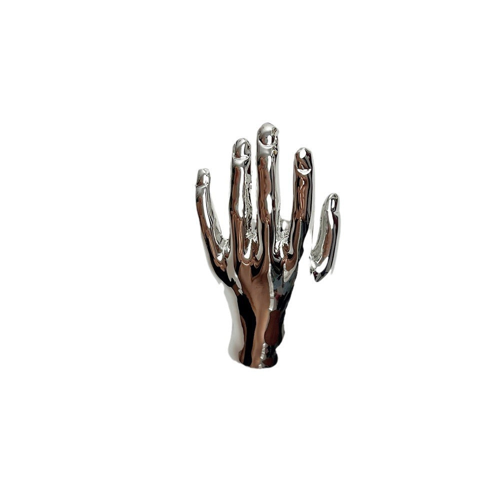 Three-dimensional Palm Light Luxury Metal Texture Ring