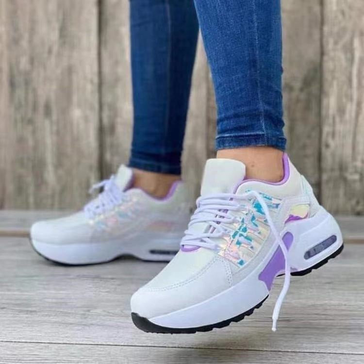 Lace Up Women Wedge Heel Running Shoes