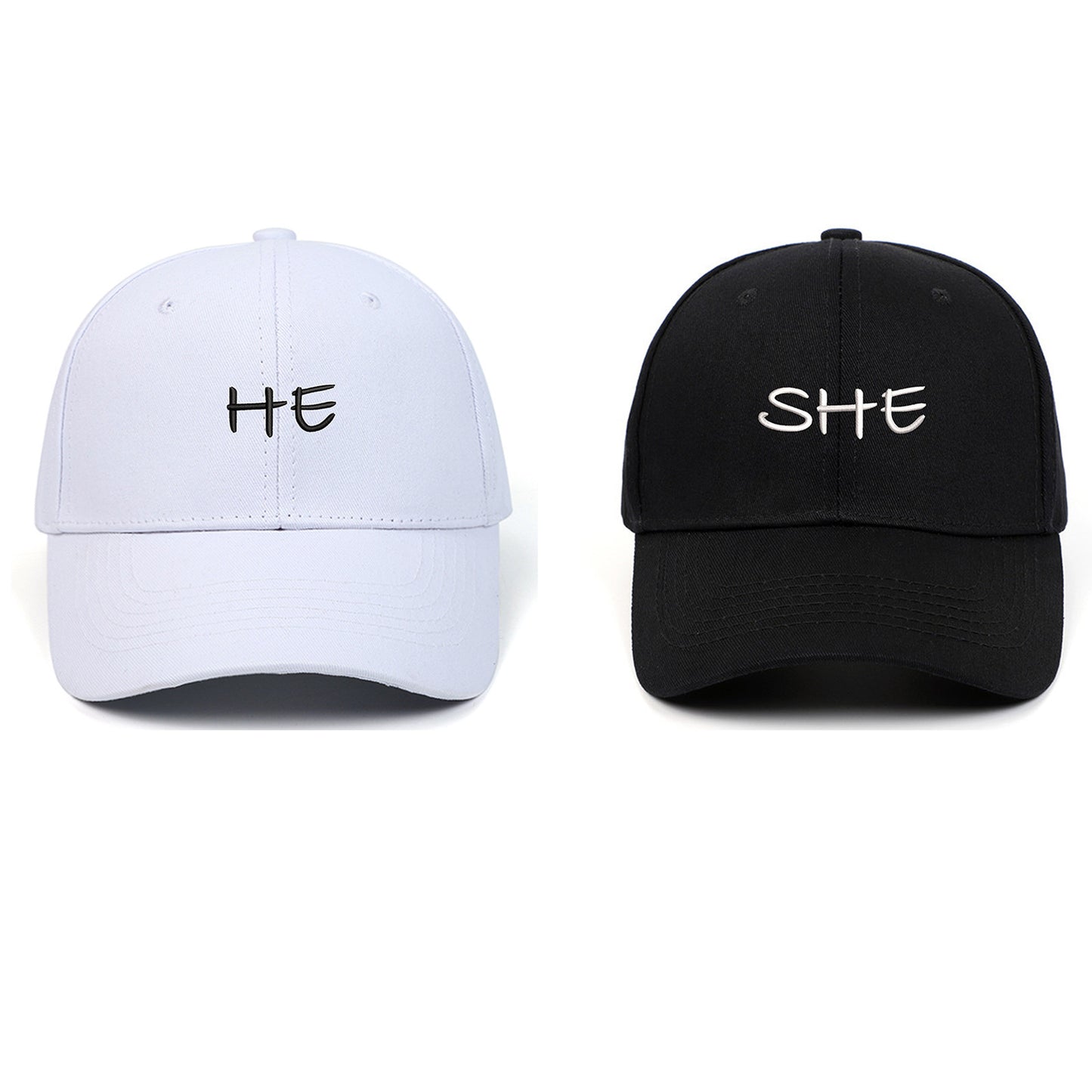 HE SHE Letter Embroidered Fashion Outdoor Cap