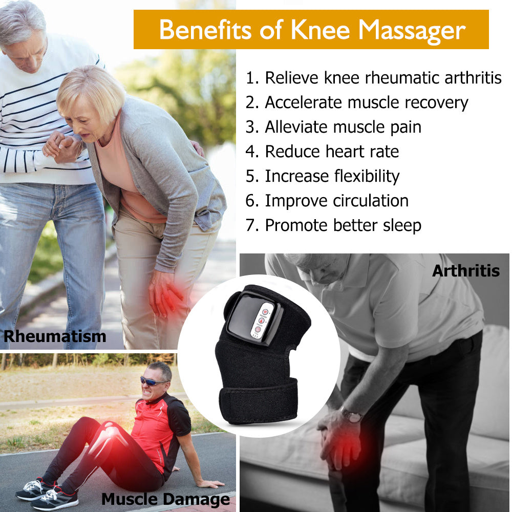 Beheiztes Kniemassagegerät, verschiedene Vibrations- und Heizmodi, 3-in-1-verstellbare Bandage für Knie, Schultern und Gelenke