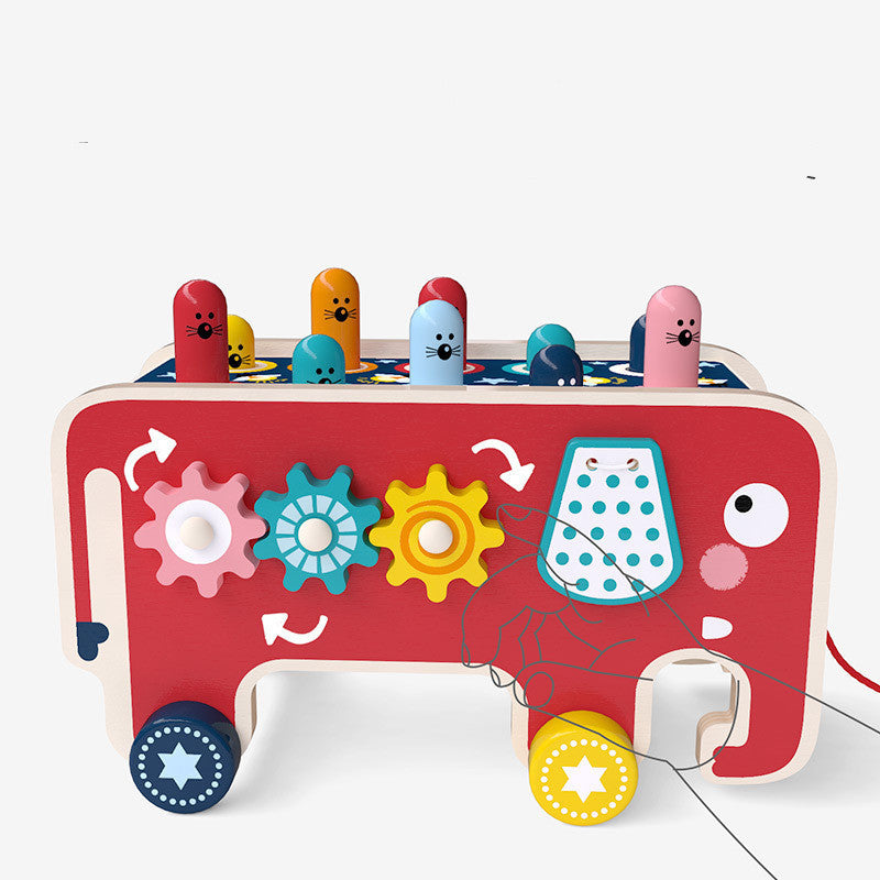 Kids Wooden Pounding Bench Animal Bus Toys Early Educational Set