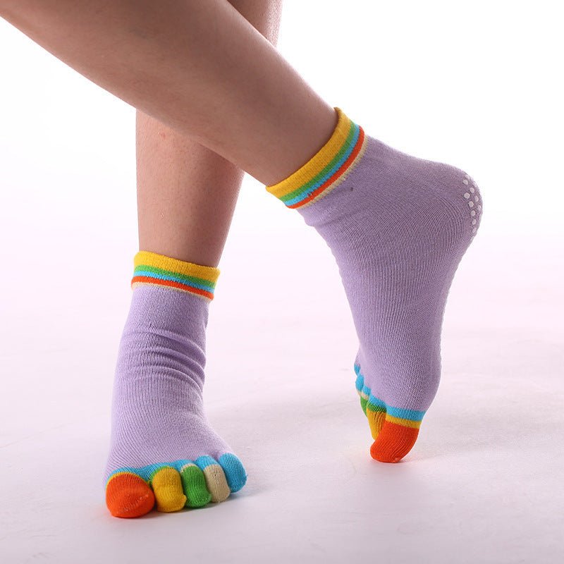 Women's Pure Cotton Dispensing Non-slip Yoga Five Finger Socks