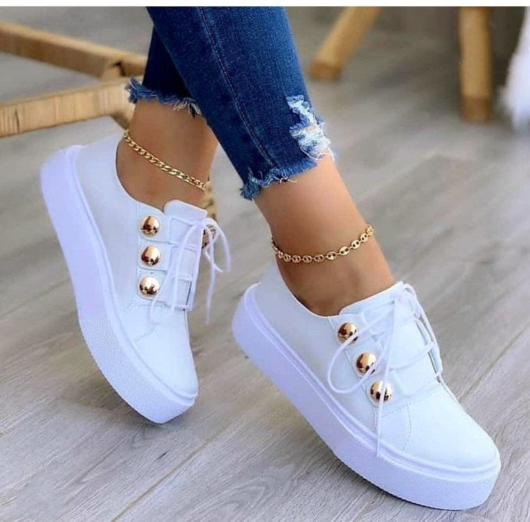 Lace-up Flats Women Rivet Casual Sneakers