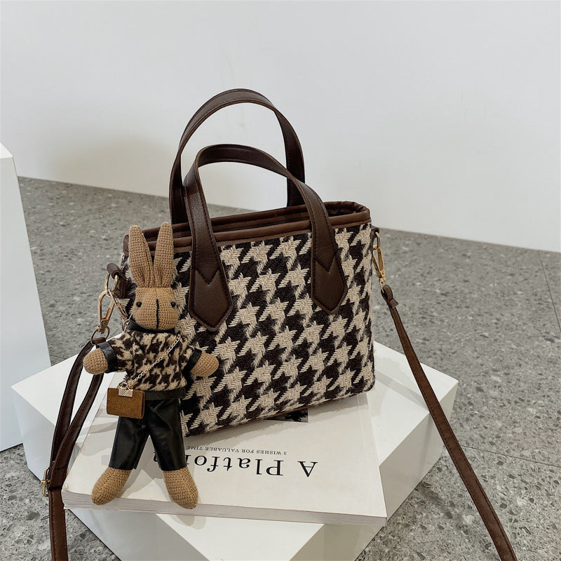 Mode Hahnentritt-Schultertaschen Tragbare Schachbrett-Handtaschen Allgleiches Umhängetasche Damen Totes